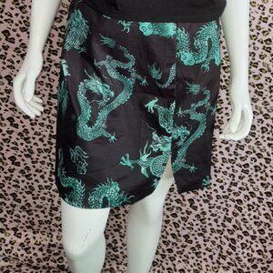 Black Dragon Print Mini Skirt